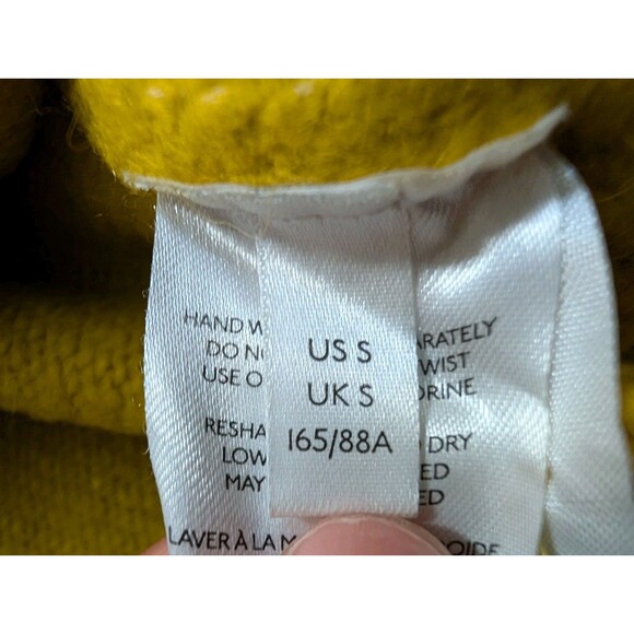 RARE Maeve Anthropologie Yellow Cardigan S Cropped Lace Collar Flower Button - Picture 10 of 13